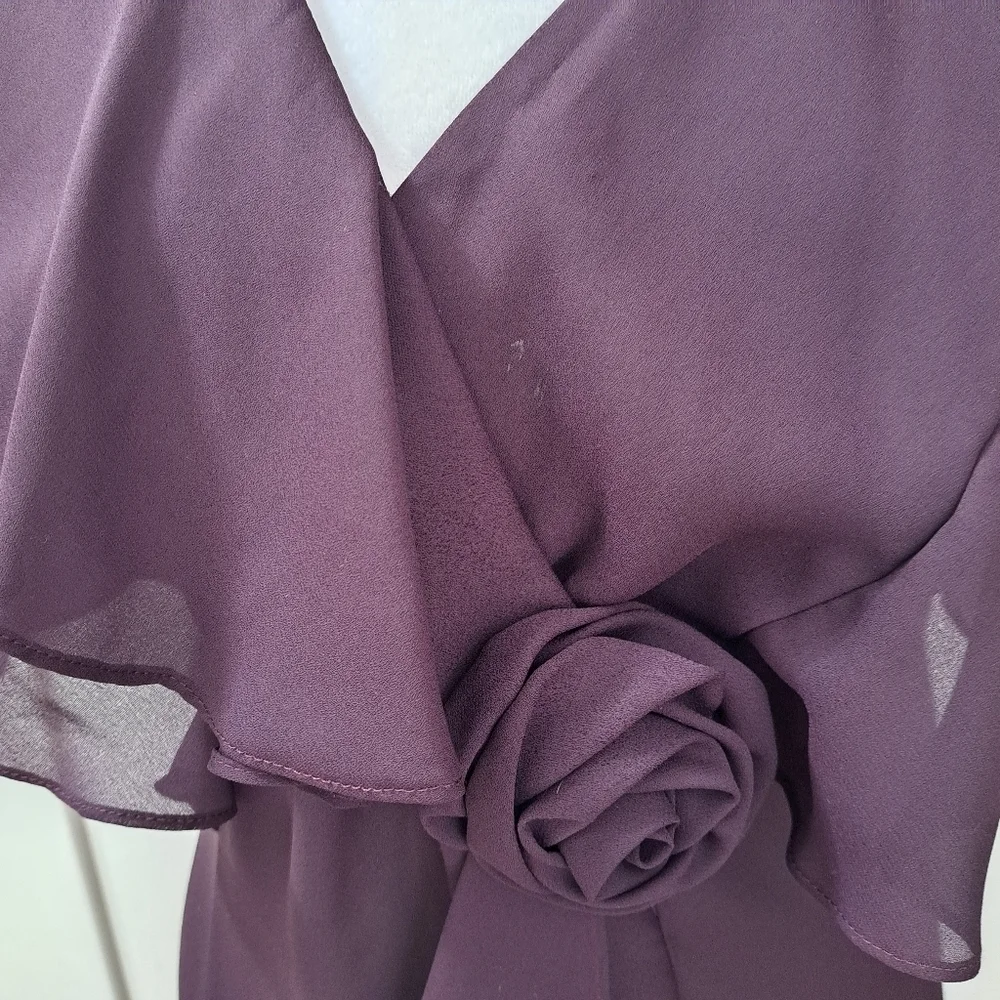 Vintage Eggplant Maxi Dress With Flutter Sleeves   Size 14